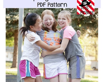 Sporty Shorties Sewing PDF Pattern Sizes 3months to 14 For  Girls- Athletic, modern, stylish, comfortable shorts