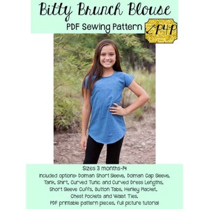 Bitty Brunch Blouse | PDF Sewing Pattern, Youth Sizes 3M - 14