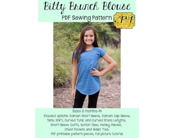 Chemisier Bitty Brunch | Patron de couture PDF, tailles jeunes 3M - 14