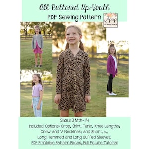 All Buttoned Up - Youth | PDF Sewing Pattern, Youth Sizes 3M - 14