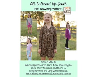 Ensemble boutonné - Jeune | Patron de couture PDF, tailles jeunes 3M - 14