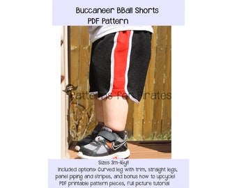Buccaneer BBall Shorts | PDF Sewing Pattern, Youth Sizes 3M - 16