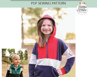Hale Half Zip- Youth l PDF Sewing Pattern for a Sweatshirt