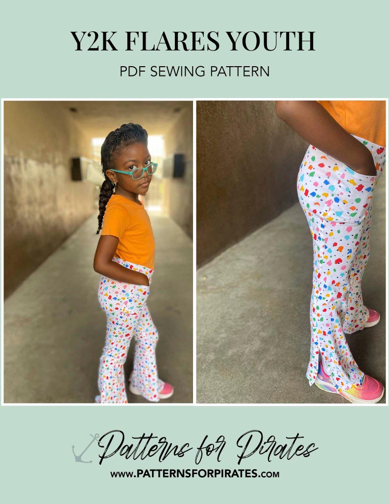 Y2K Flares - Youth | PDF Sewing Pattern, Youth Sizes 2 - 14 - Etsy Canada