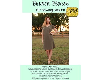 Brunch Blouse | PDF Sewing Pattern, Adult Sizes XXS - Plus 3X