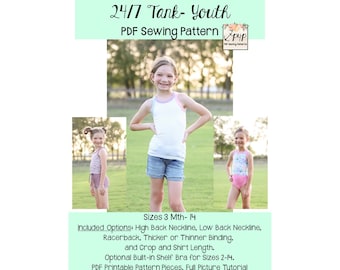 24/7 Tank - Youth | PDF Sewing Pattern, Youth Sizes 3M - 14