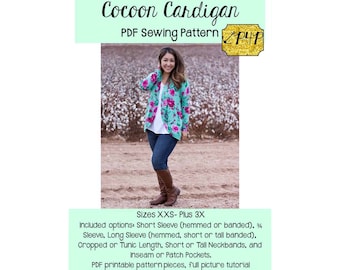 Cocoon Cardigan | PDF Sewing Pattern, Adult Sizes XXS - Plus 3X