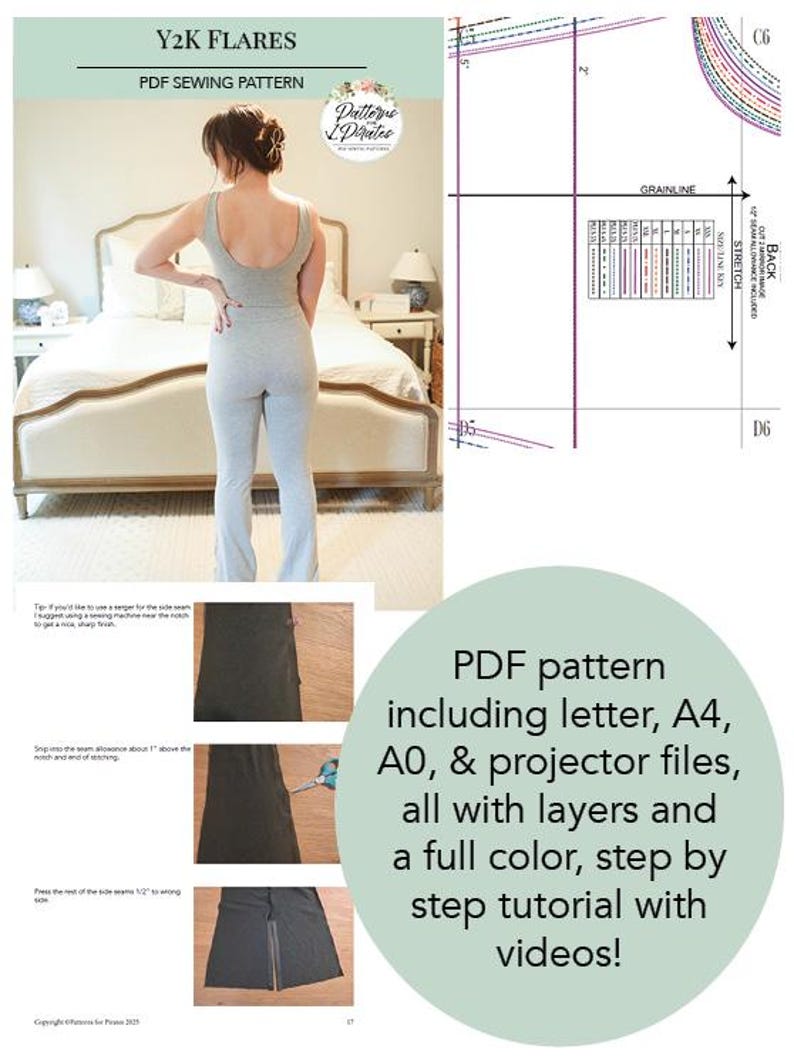 Y2K Flares | PDF Sewing Pattern, Adult Sizes XXS - Plus 5X - Etsy Canada