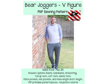 Bear Joggers - V Figure | PDF Sewing Pattern, Adult Sizes XXS - Plus 3X
