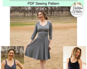 Notch Top & Dress | PDF Sewing Pattern, Adult Sizes XXS - Plus 5X