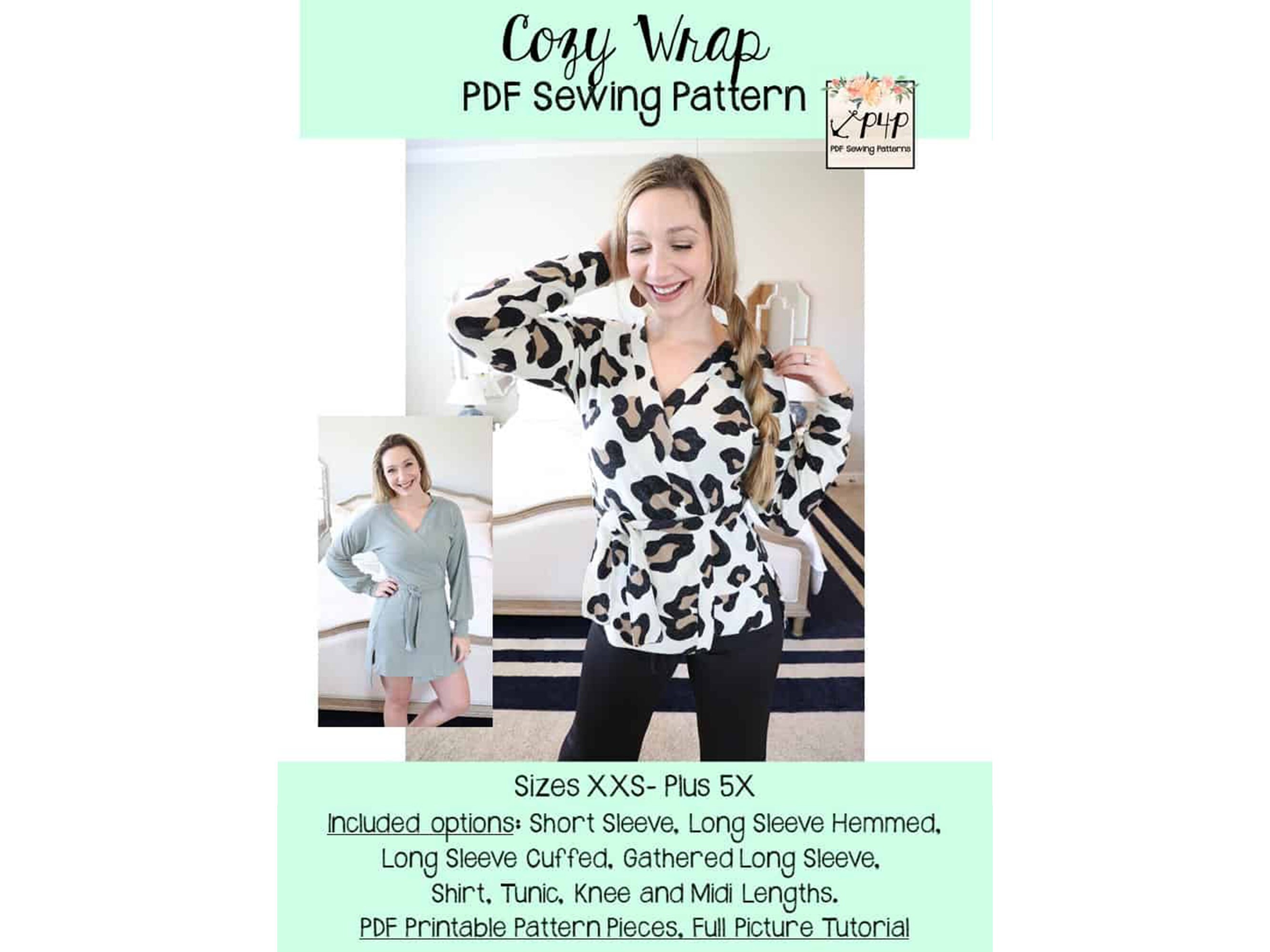 Cozy Wrap | PDF Sewing Pattern, Adult Sizes XXS - Plus 5X