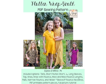 Wrap Flutter - Jeunes | Patron de couture PDF, tailles jeunes 3M - 14