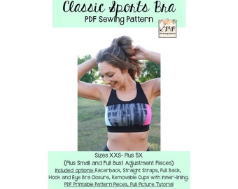 Classic Sports Bra | PDF Sewing Pattern, Adult Sizes XXS - Plus 5X