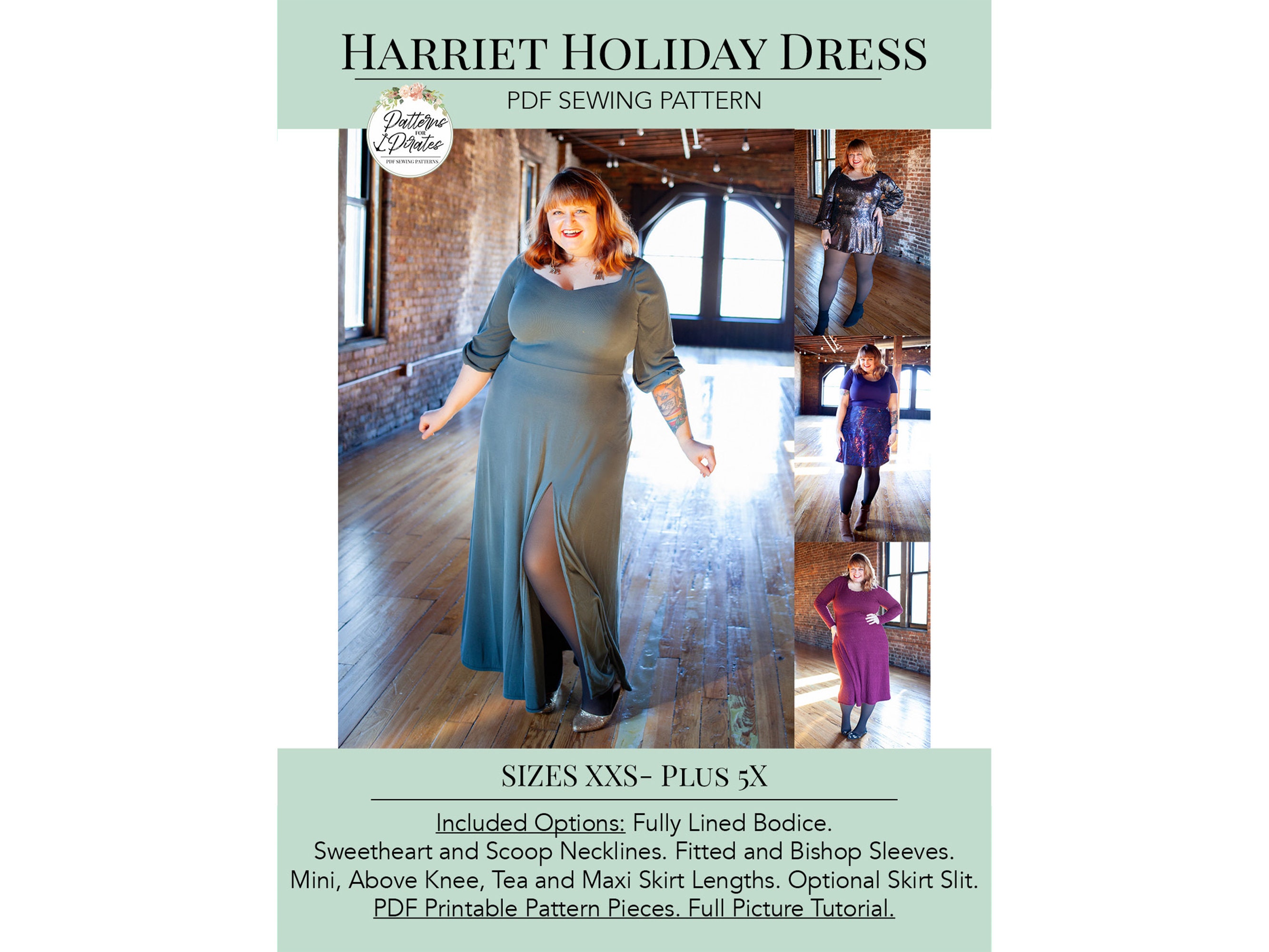 Harriet Holiday Dress | PDF Sewing Pattern, Adult Sizes XXS - Plus 5X - Etsy
