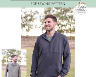 Hale Half Zip- V Figure l PDF Sewing Pattern for a Sweatshirt
