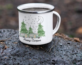 Happy Camper Mug | Outdoor Adventure Mug | Vintage Camping Mug  | Gift for RV | Gift for Campers | Mug for Camping | Happy Camper Gift