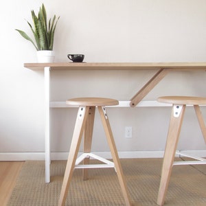 Counter Stool, Scandinavian Style, "The Bluebird Counter Stool", Modern Kitchen Stool, White Oak and Metal