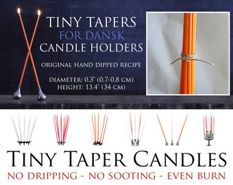 ORANGE Tiny Tapers for Quistgaard DANSK candle holders. Box of 12 new Tiny Taper, thin tall candles, handmade original recipe Danish candles