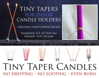 PURPLE Tiny Tapers for Quistgaard DANSK candle holders. Box of 12 new Tiny Taper, thin tall candles, handmade original recipe Danish candles