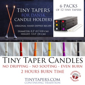 TINY TAPERS 6 boxes for Quistgaard DANSK candle holders. 6 boxes of 12 new Tiny Taper candles, handmade original recipe Danish candles image 1