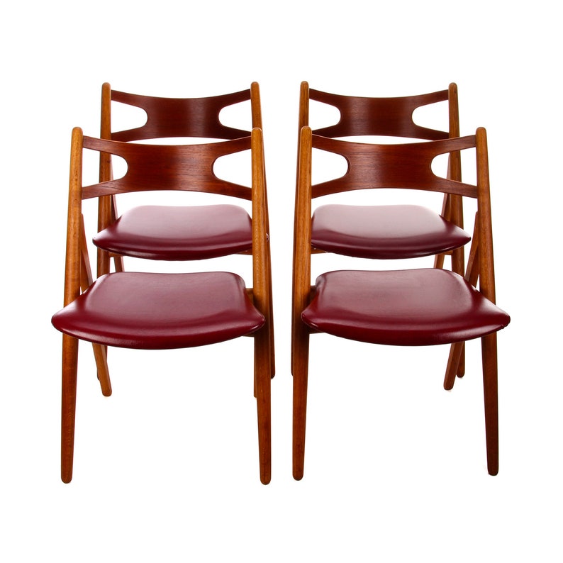 Ch29 Sawbuck Chair By Wegner For Carl Hansen Son 1952 Rare Vintage Oak With Teak Backrest And Original Upholstery