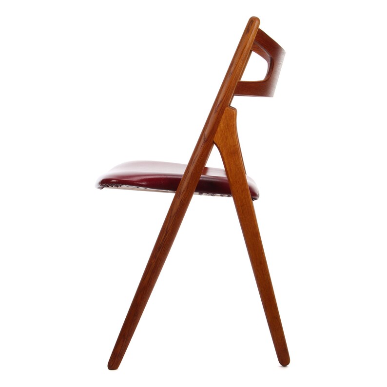 Ch29 Sawbuck Chair By Wegner For Carl Hansen Son 1952 Rare Vintage Oak With Teak Backrest And Original Upholstery
