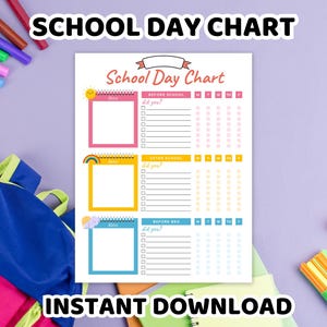 School Day Chart Printable, Kid Schedule, Daily Checklist Kids, Task Tracker, After School Routine, School Day Routine, Kids Checklist