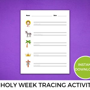 Holy Week Tracing Activity Printable, Palm Sunday Activity, Easter Activities, Sunday School Craft, Easter Story, Palm Sunday Craft