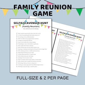 Family Reunion Selfie Scavenger Hunt Printable, Scavenger Hunt, Reunion Games, Family Reunion Party, Family Gathering