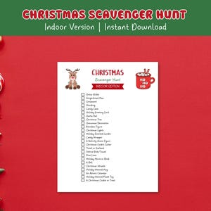Christmas Scavenger Hunt Printable Indoor Version, Family Fun, Christmas Activity
