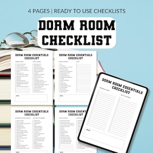 Dorm Room Essentials Checklist Printable, Moving Checklist, Freshman, Packing List, College Checklist, College Packing List