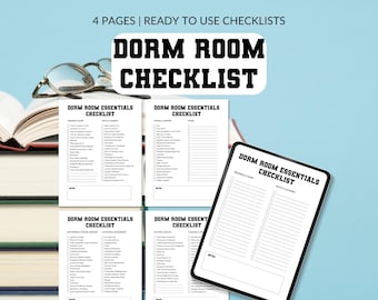 Dorm Room Essentials Checklist, College Packing List (Printable PDF)