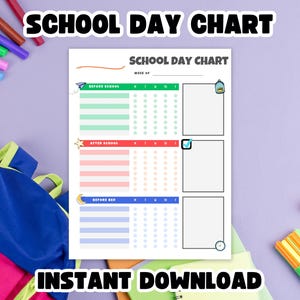 School Day Chart Printable, Kid Schedule, Daily Checklist Kids, Task Tracker, After School Routine, School Day Routine, Kids Checklist