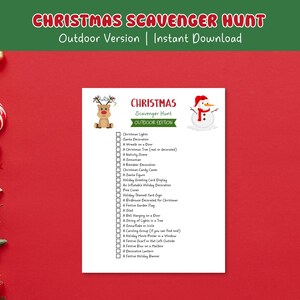 Christmas Scavenger Hunt Printable Outdoor Version, Family Fun, Christmas Activity