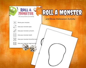Roll A Monster Game, Halloween Printable, Dice Activity (Digital Download)