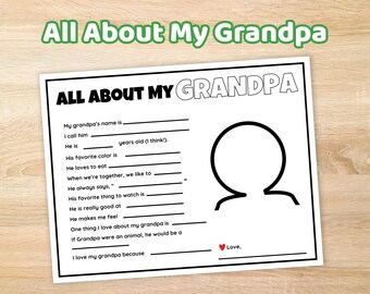 All About My Grandpa Activity, Fillable Keepsake (Digital Download)