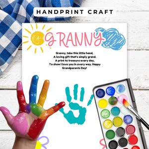 Granny Handprint Activity Printable, Grandparents Day Craft,  Grandparents Day Gift, Handprint Art, Grandparents Day Handprint Craft