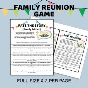 Family Reunion Pass the Story Game Printable, Reunion Games, Family Reunion Party