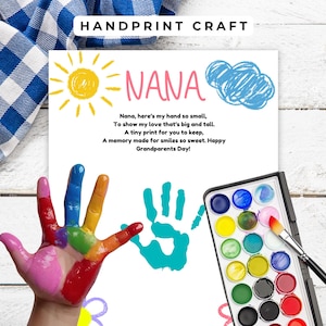 Nana Handprint Activity Printable, Grandparents Day Craft,  Grandparents Day Gift, Handprint Art, Grandparents Day Handprint Craft