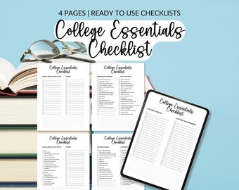 College Essentials Checklist, Prefilled & Blank Printable (PDF)