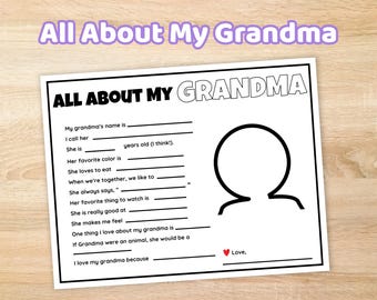 Allt om min mormor-aktivitet, utskrivbart minnessak (digital nedladdning)