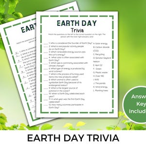 Earth Day Trivia Activity Printable, Classroom Activities, Earth Day Game, Earth Day Printable