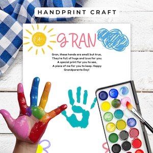 Gran Handprint Activity Printable, Grandparents Day Craft,  Grandparents Day Gift, Handprint Art, Grandparents Day Handprint Craft
