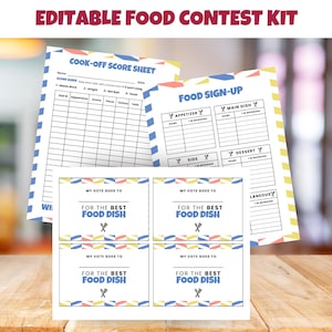 Editable Food Contest Kit – Printable Ballots, Scorecards & Certificates – Cook-Off, Chili, Family or School Event – Instant Download