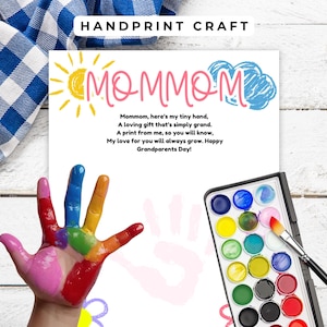 Mommom Handprint Activity Printable, Grandparents Day Craft,  Grandparents Day Gift, Handprint Art, Grandparents Day Handprint Craft