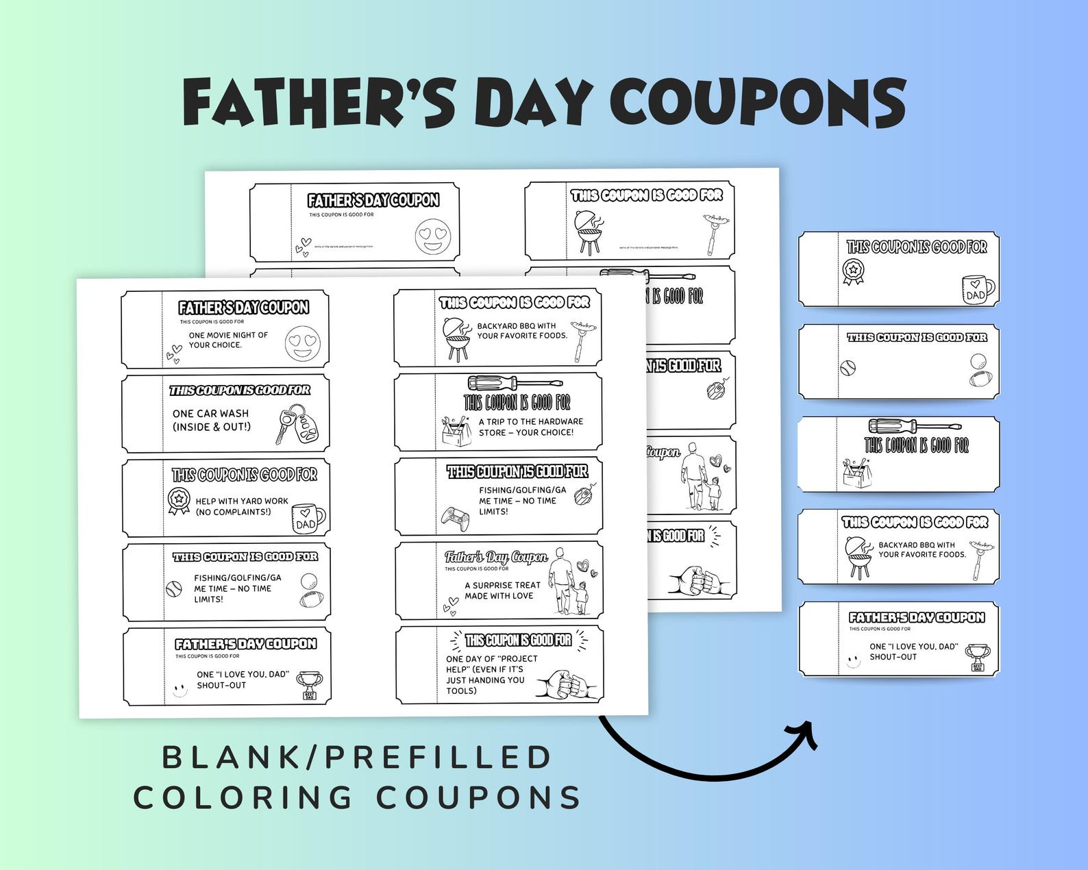 Father's Day Coupons Printable, Father's Day Crafts, Presents for Dad ...