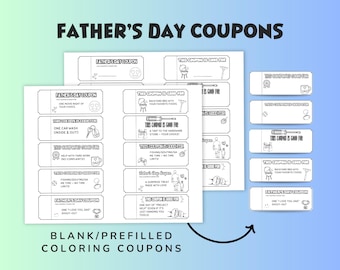 Coupons de coloriage pour la fête des pères, cadeau à imprimer pour papa (téléchargement numérique)