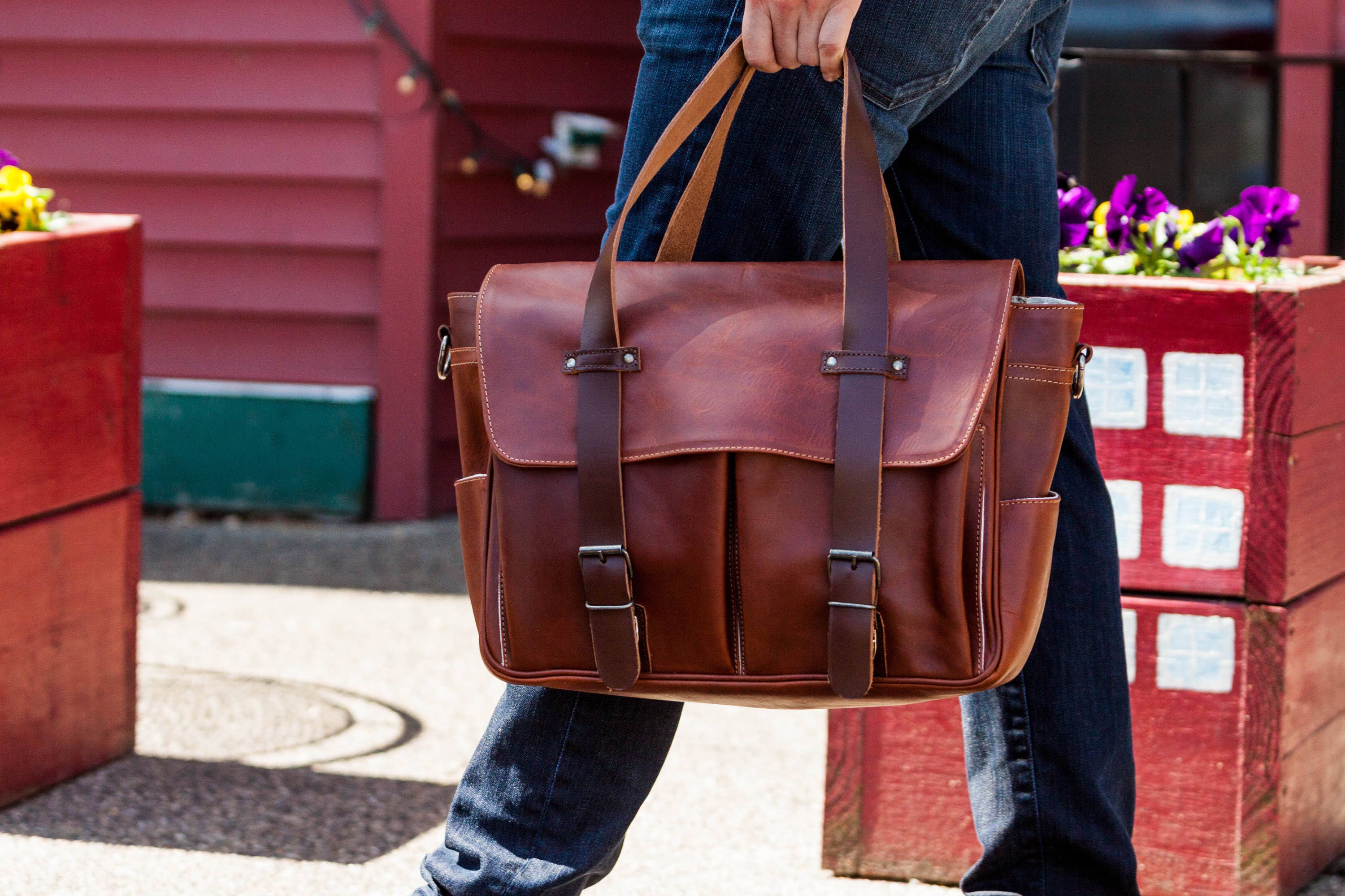 Leather Messenger Bag // Leather Shoulder Bag // Leather | Etsy