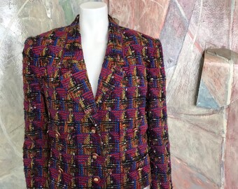 Stunning Black Cashmere Blend Wool Suit by Carlisle Small Circa 1990/'s