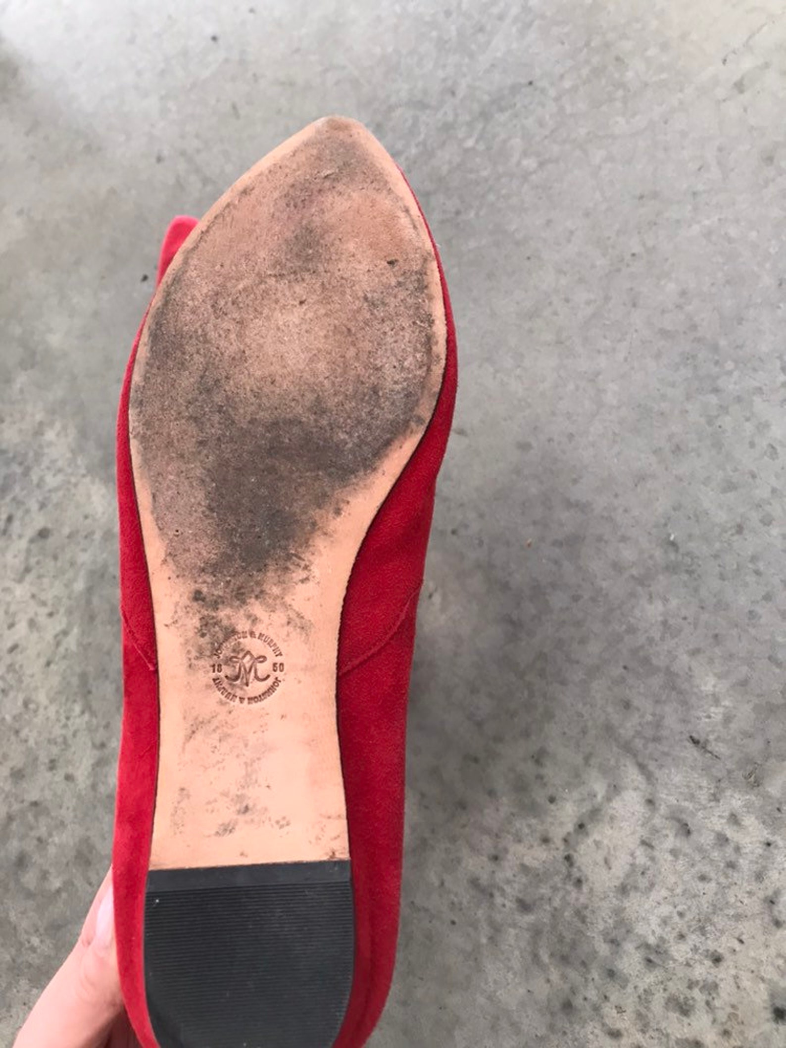 red suede leather scalloped edge ballet flats slippers sz 9m 9 m red suede leather scalloped edge ballet flats slippers sz 9m 9 m